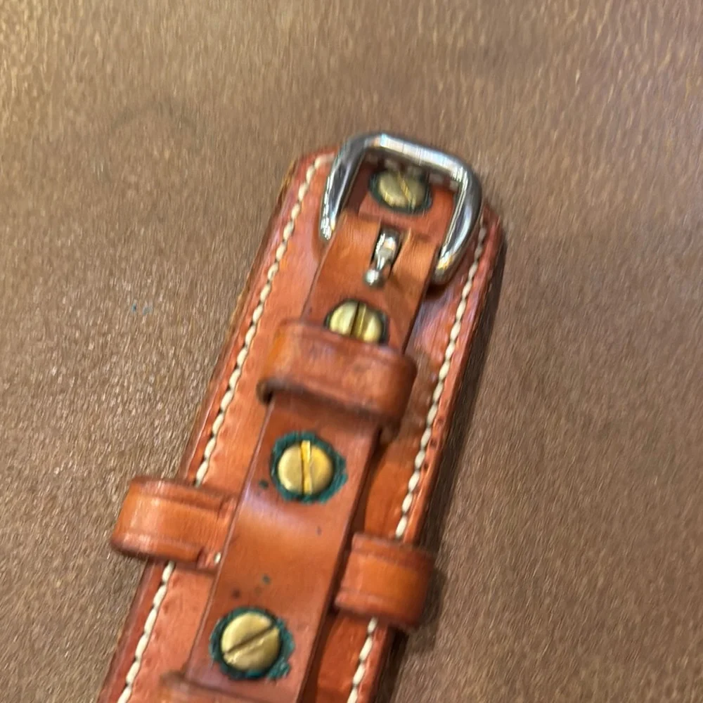 Rod Kibler Embossed Leather Belt with Stitching EUC